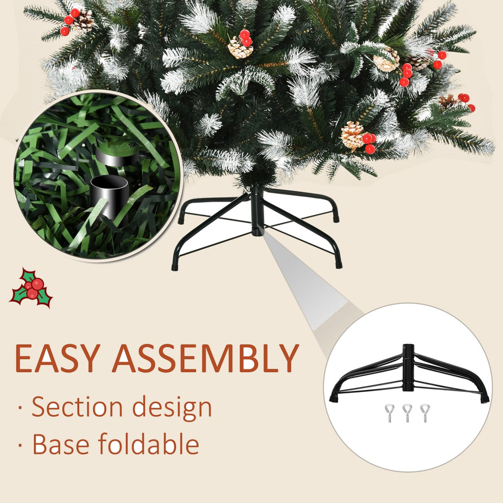6ft Snow-Tipped Artificial Christmas Tree with Berries and Pine Cones - APA Pure Living