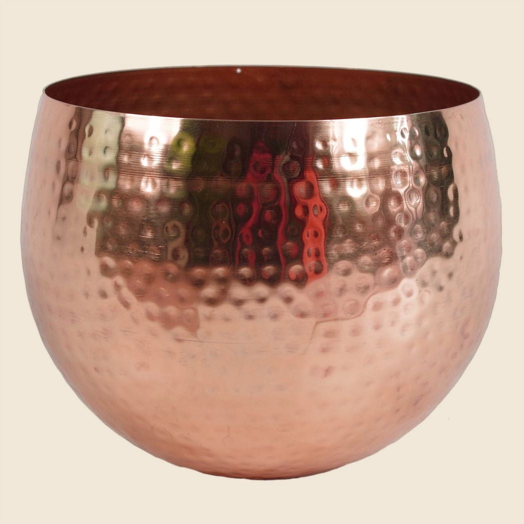 Artificial Red Poinsettia, 40cm, in a Hammered Copper Planter - APA Pure Living