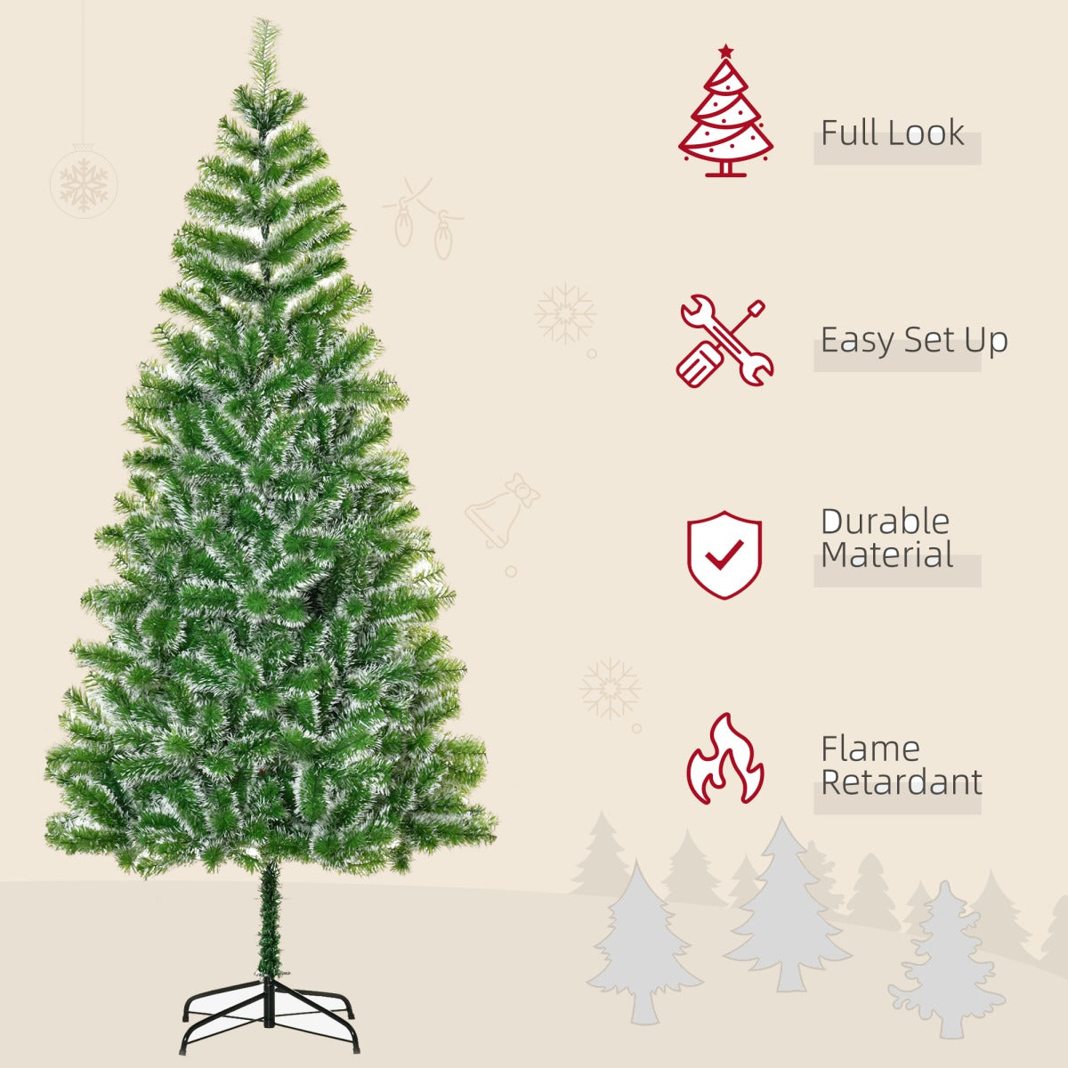 7ft Full Artificial Christmas Tree with 968 Tips and Metal Stand - APA Pure Living