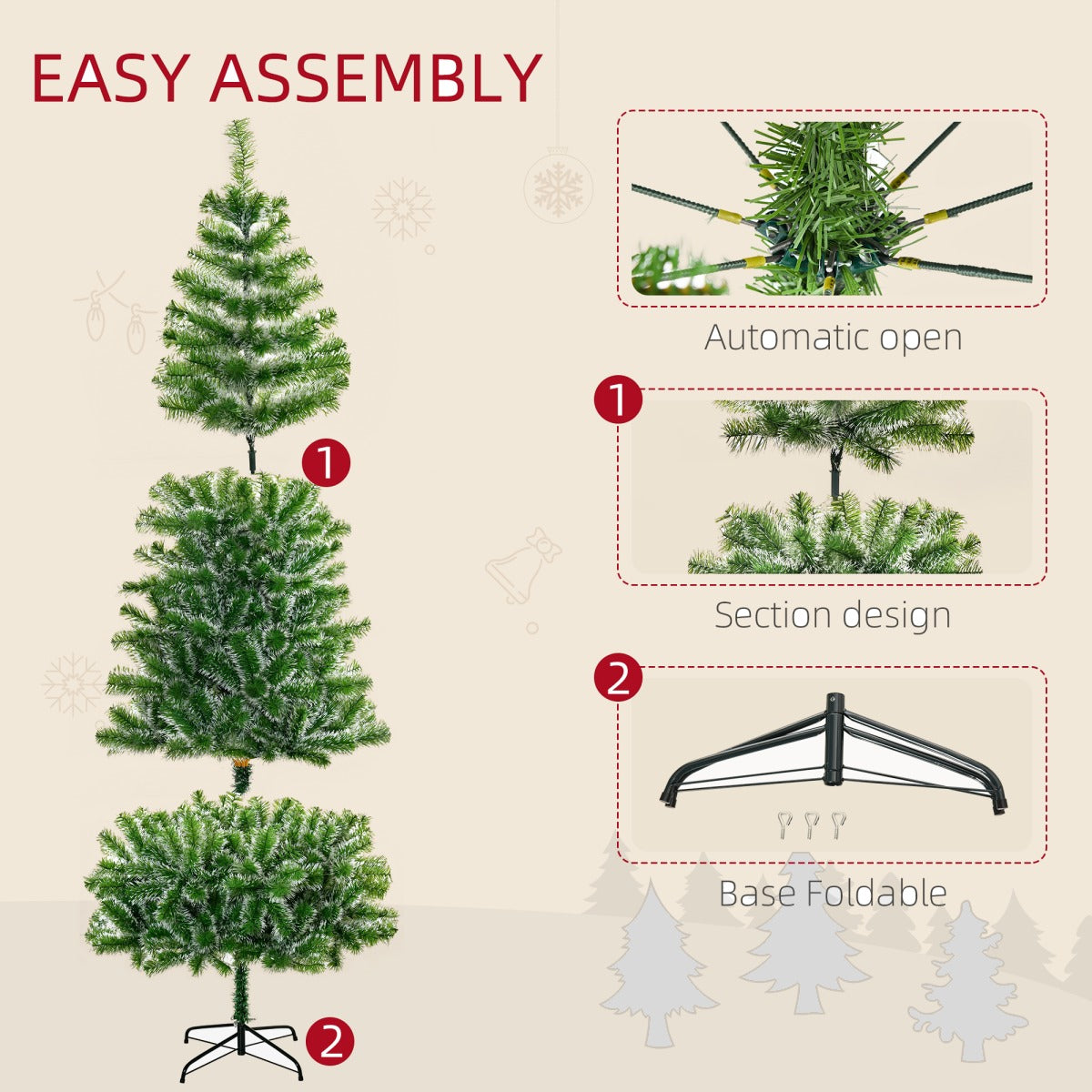 7ft Full Artificial Christmas Tree with 968 Tips and Metal Stand - APA Pure Living
