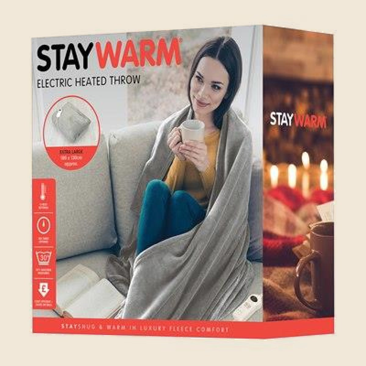 Extra Large Heated Throw Blanket with Timer, 180 x 130cm, Grey - APA Pure Living