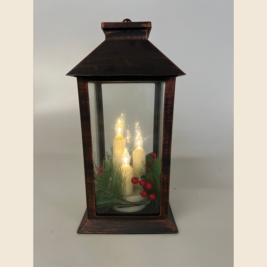 Decorative Lantern with 3 Flameless LED Candles, Battery Operated - APA Pure Living
