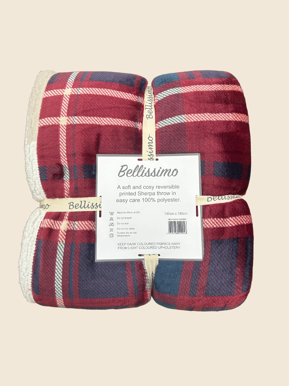 Tartan Check Sherpa Fleece Throw, 130 x 180cm - APA Pure Living