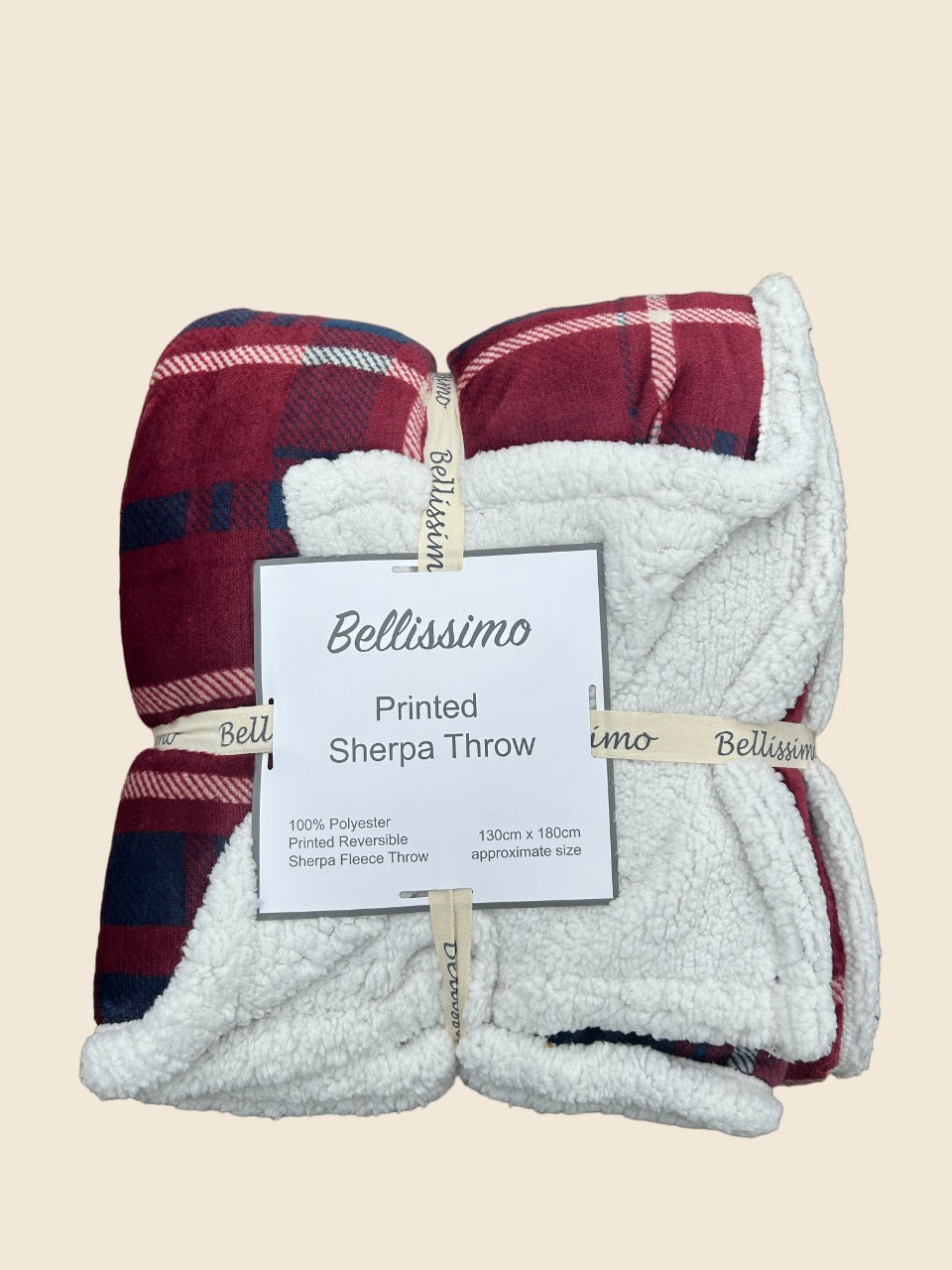 Tartan Check Sherpa Fleece Throw, 130 x 180cm - APA Pure Living