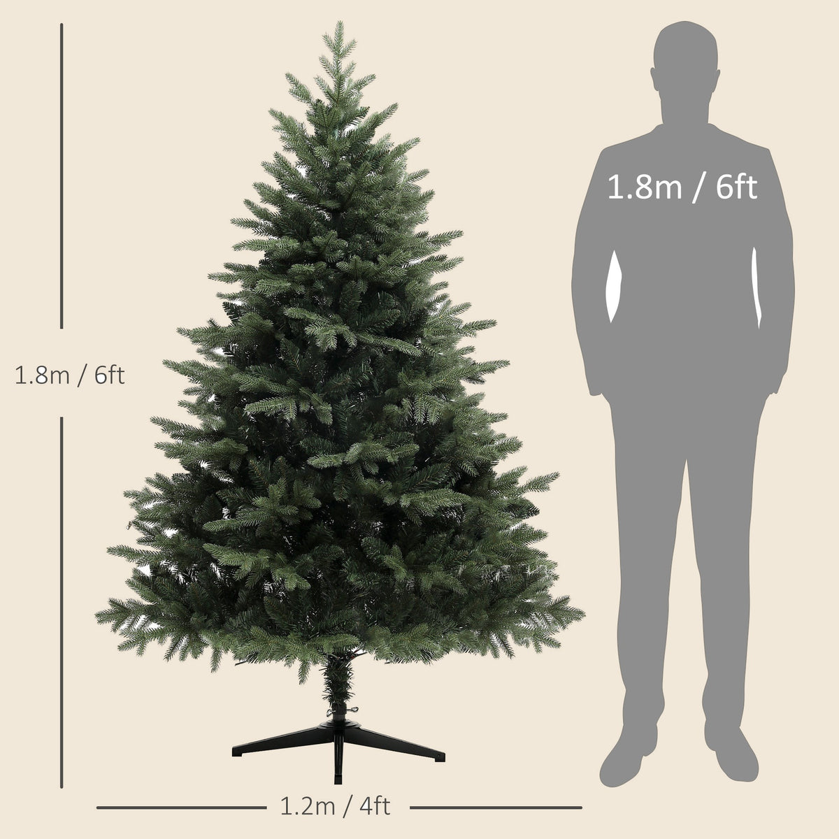 6ft Bushy Artificial Spruce Christmas Tree with Metal Stand - APA Pure Living