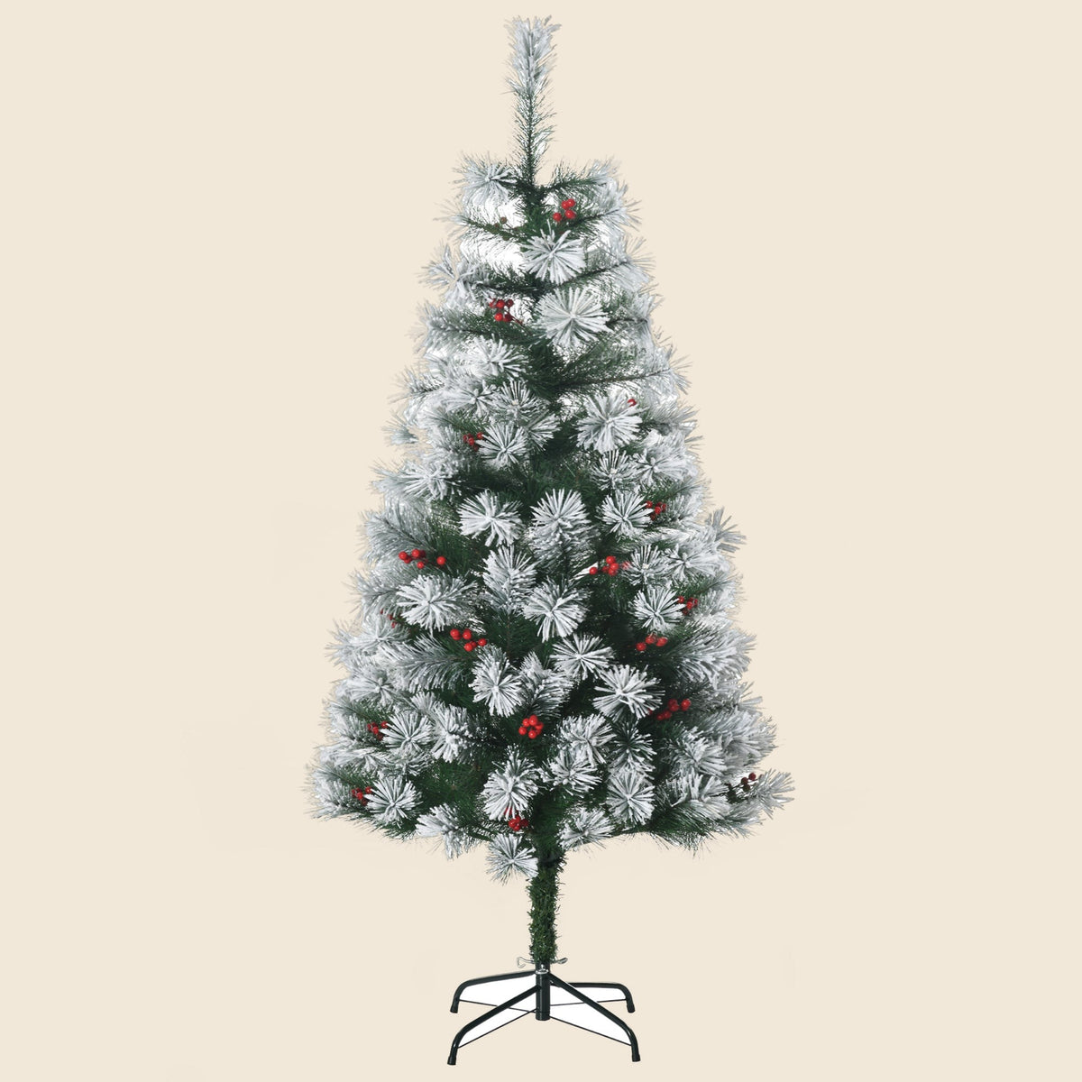 5ft Artificial Christmas Tree with Red Berries and Metal Stand - APA Pure Living