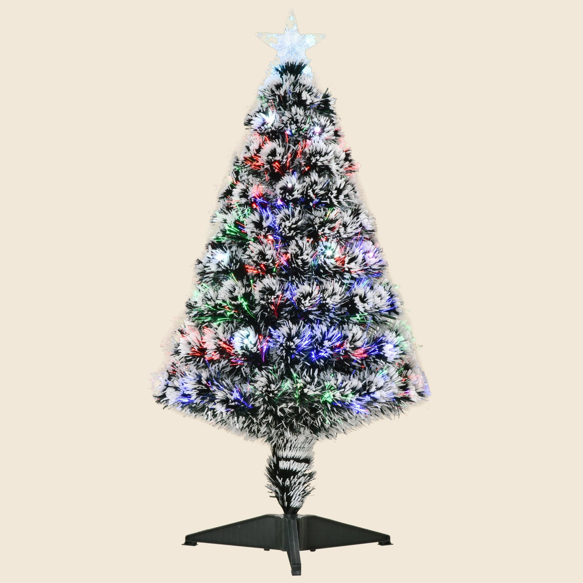 3ft Pre-Lit Snowy Christmas Tree with Colour-Changing Fibre Optics - APA Pure Living