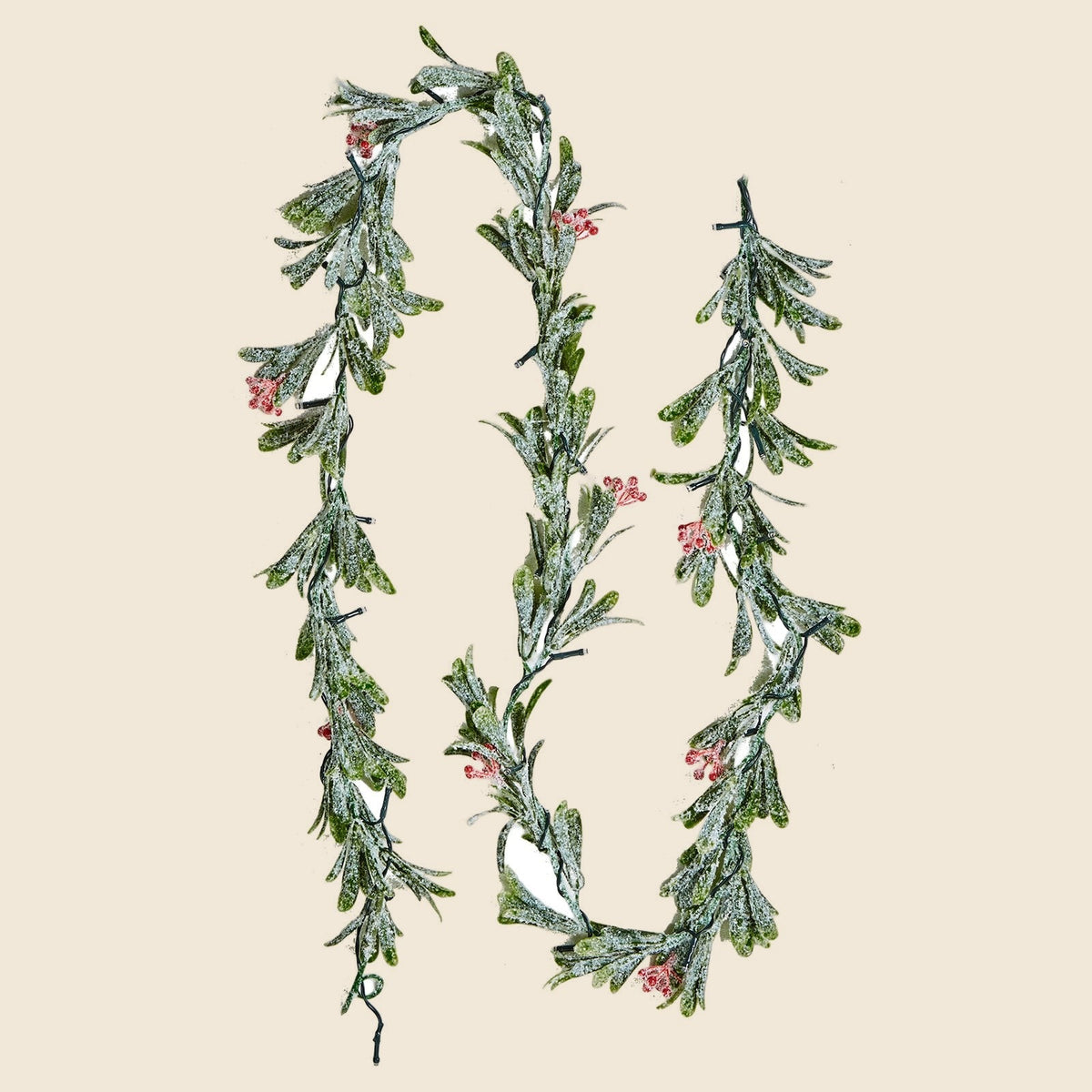 2m Pre-Lit Christmas Garland with Olive Leaves and Red Berries - APA Pure Living