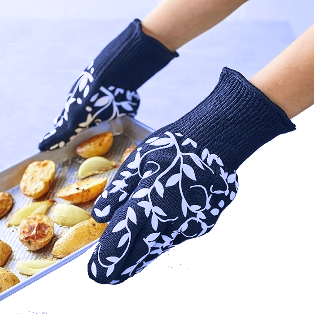 Floral Vine Oven Gloves with Silicone Grip - APA Pure Living