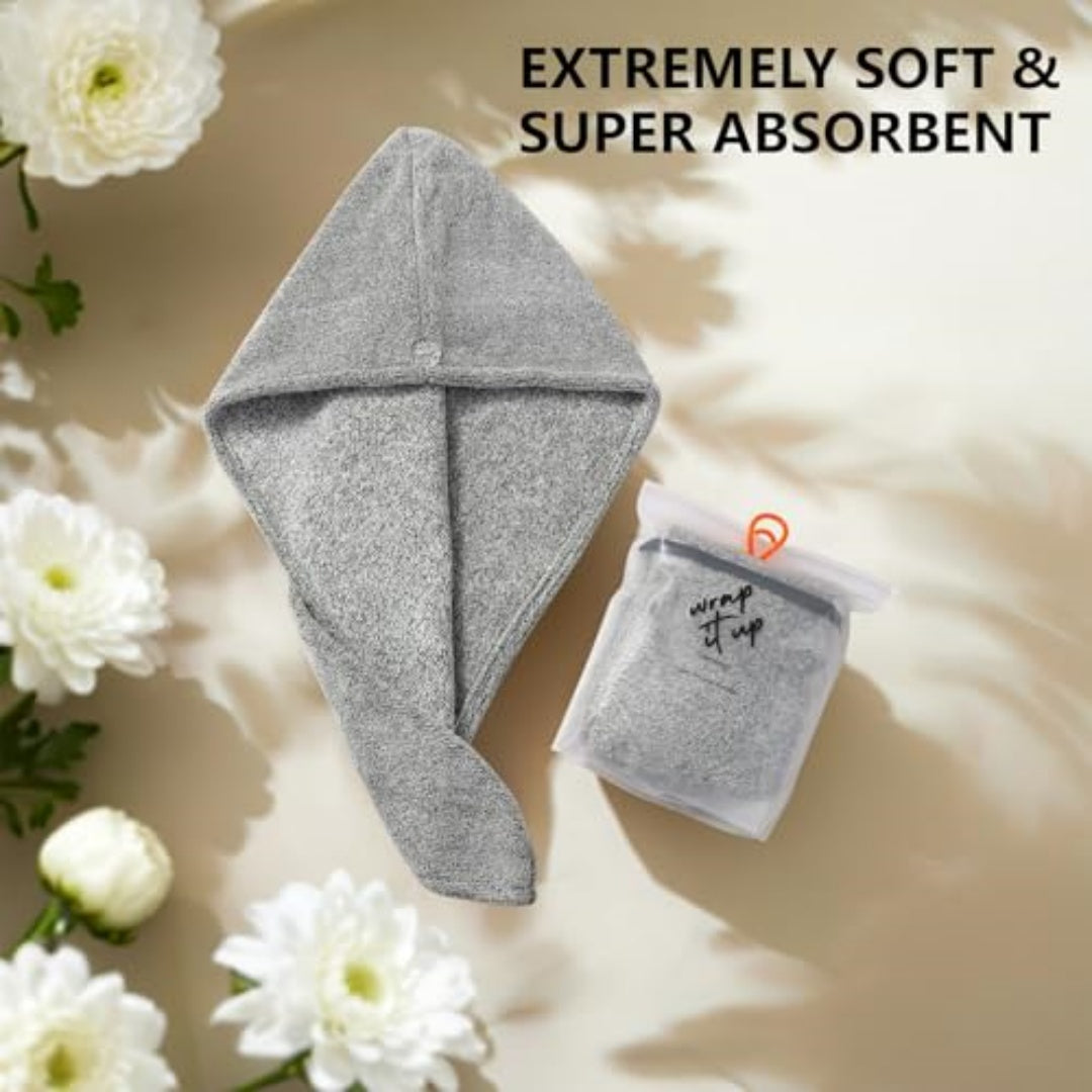One of the two soft microfibre wraps with its storage pouch