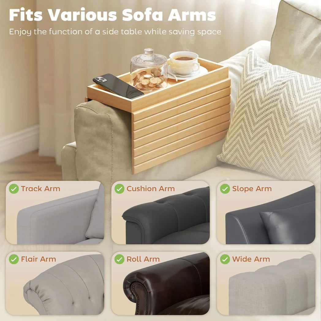 Foldable Bamboo Sofa Arm Tray for Drinks and Snacks - APA Pure Living