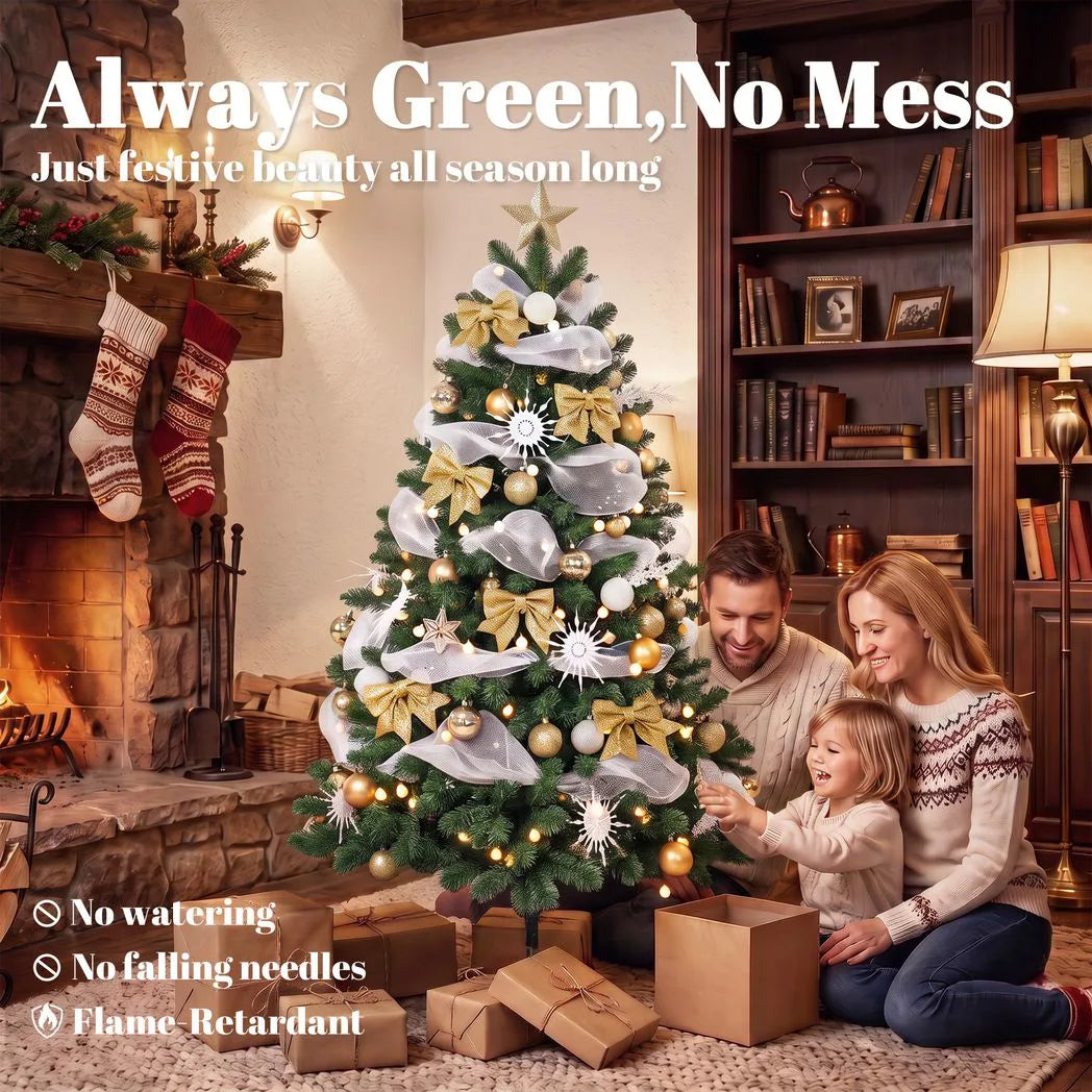 5ft Pre-Lit Decorated Christmas Tree with 150 LEDs and Remote - APA Pure Living