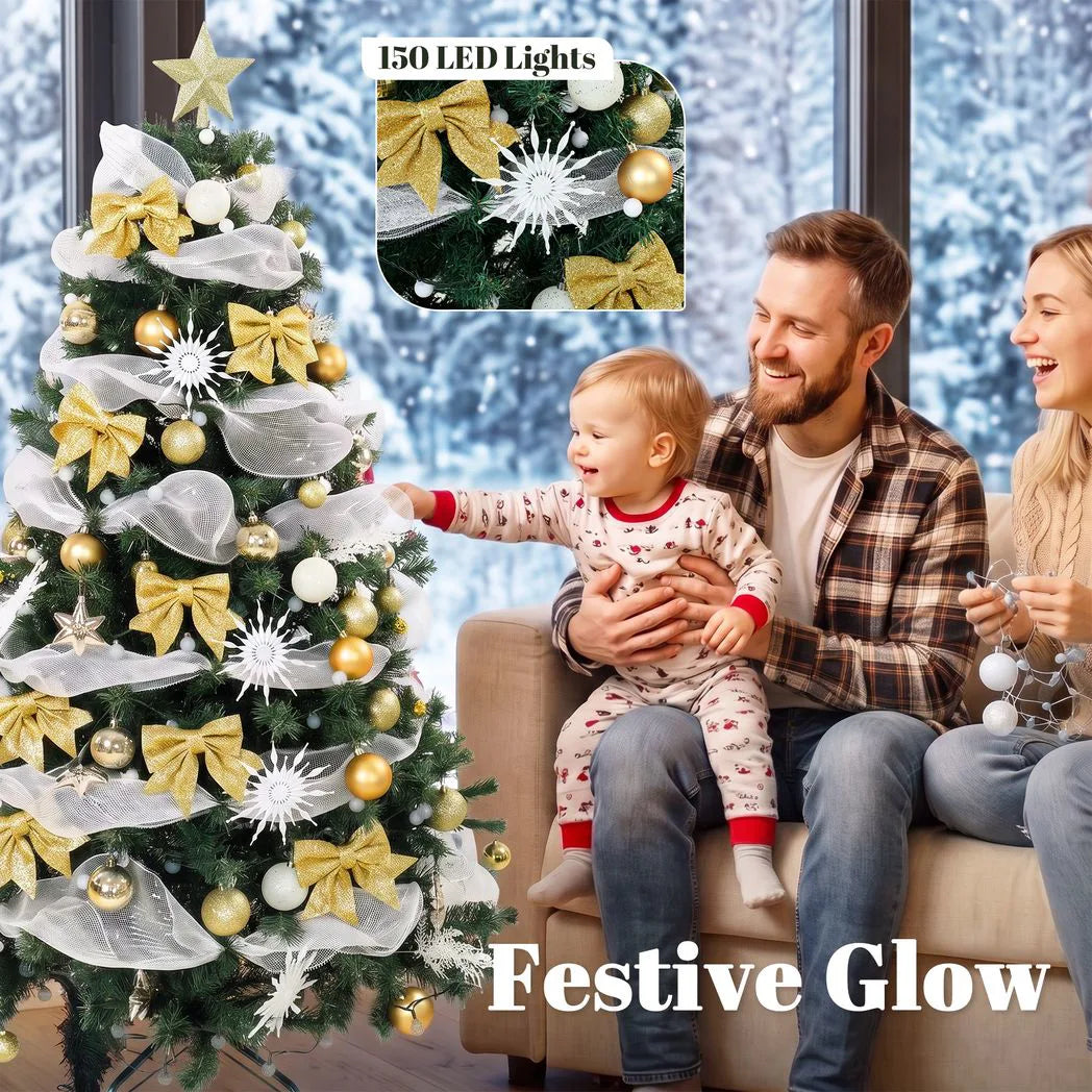 5ft Pre-Lit Decorated Christmas Tree with 150 LEDs and Remote - APA Pure Living