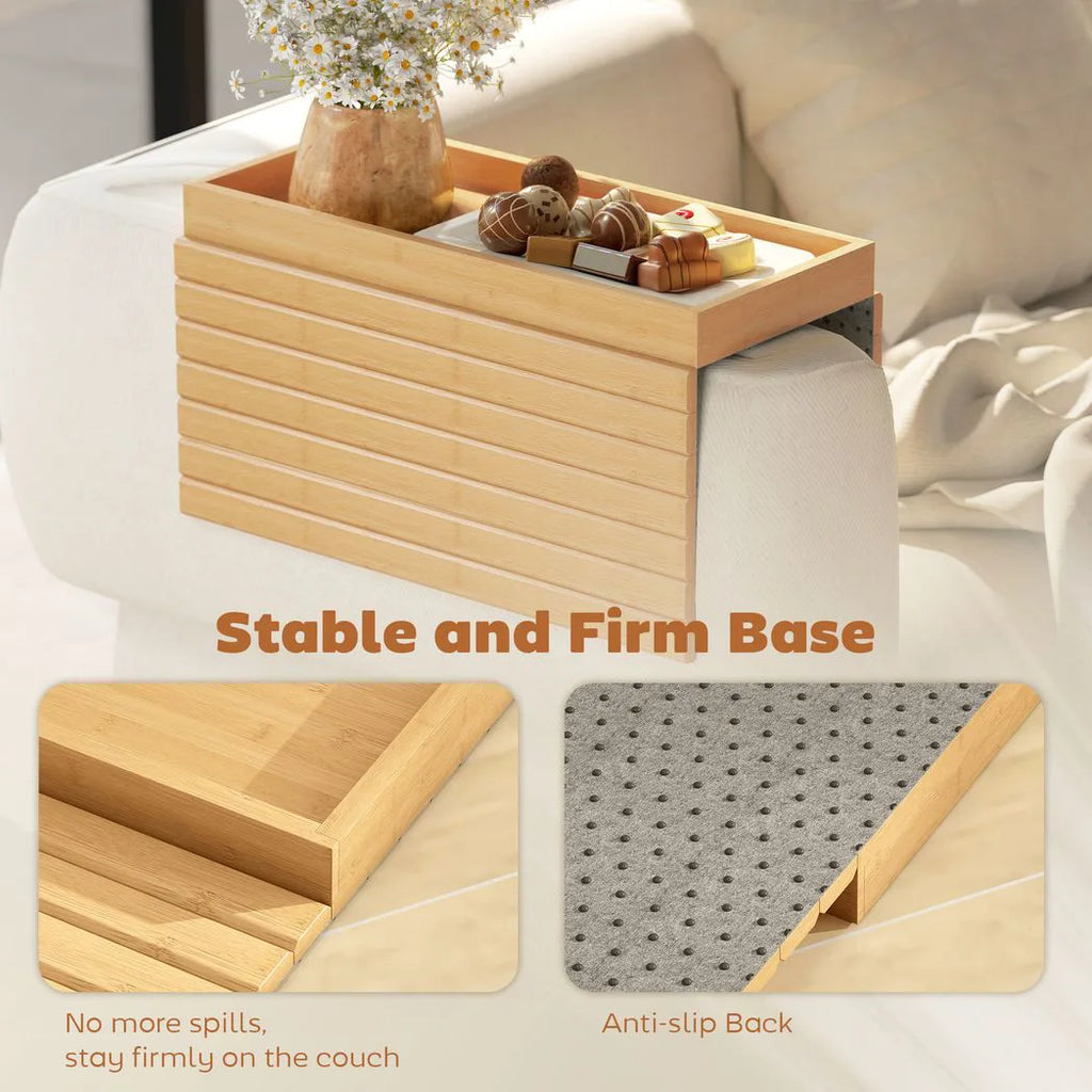 Foldable Bamboo Sofa Arm Tray for Drinks and Snacks - APA Pure Living