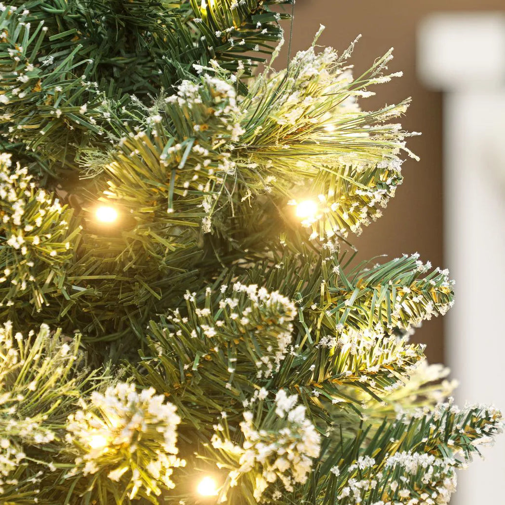 60cm Snow-Flocked Pre-Lit Tabletop Christmas Tree with Timer - APA Pure Living