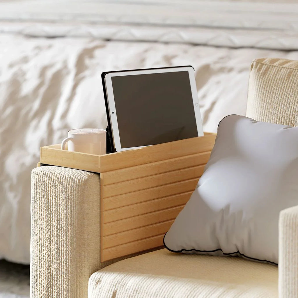 Foldable Bamboo Sofa Arm Tray for Drinks and Snacks - APA Pure Living