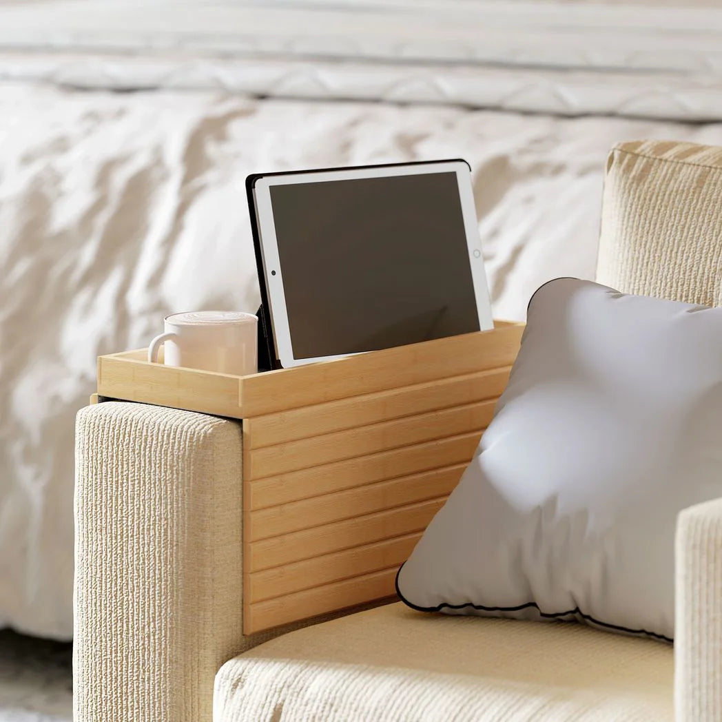 Foldable Bamboo Sofa Arm Tray for Drinks and Snacks - APA Pure Living
