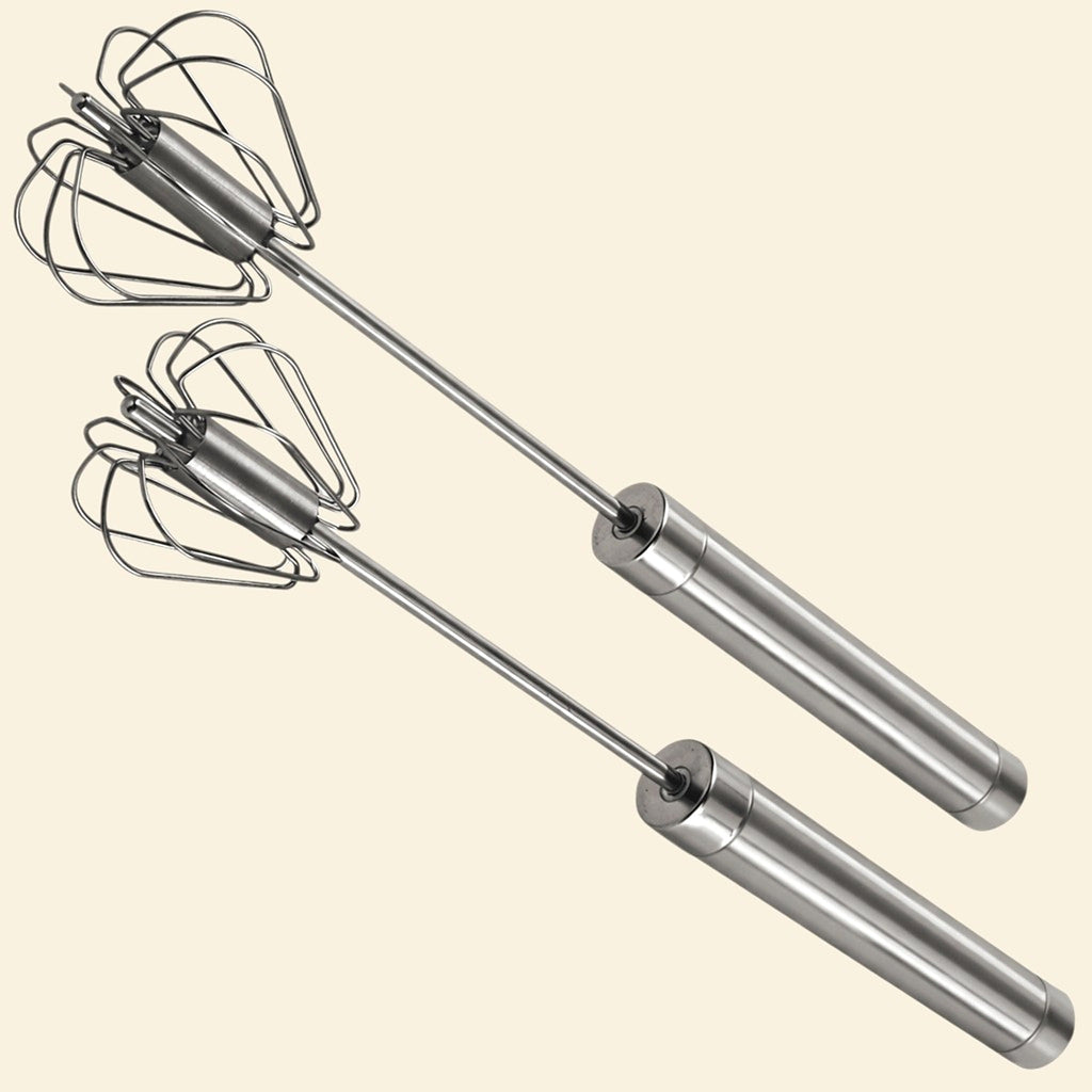 Set of 2 stainless steel push whisks