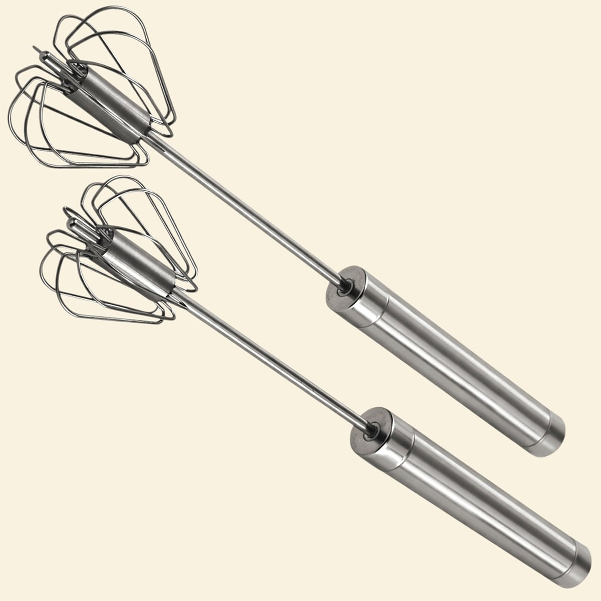 Set of 2 stainless steel push whisks