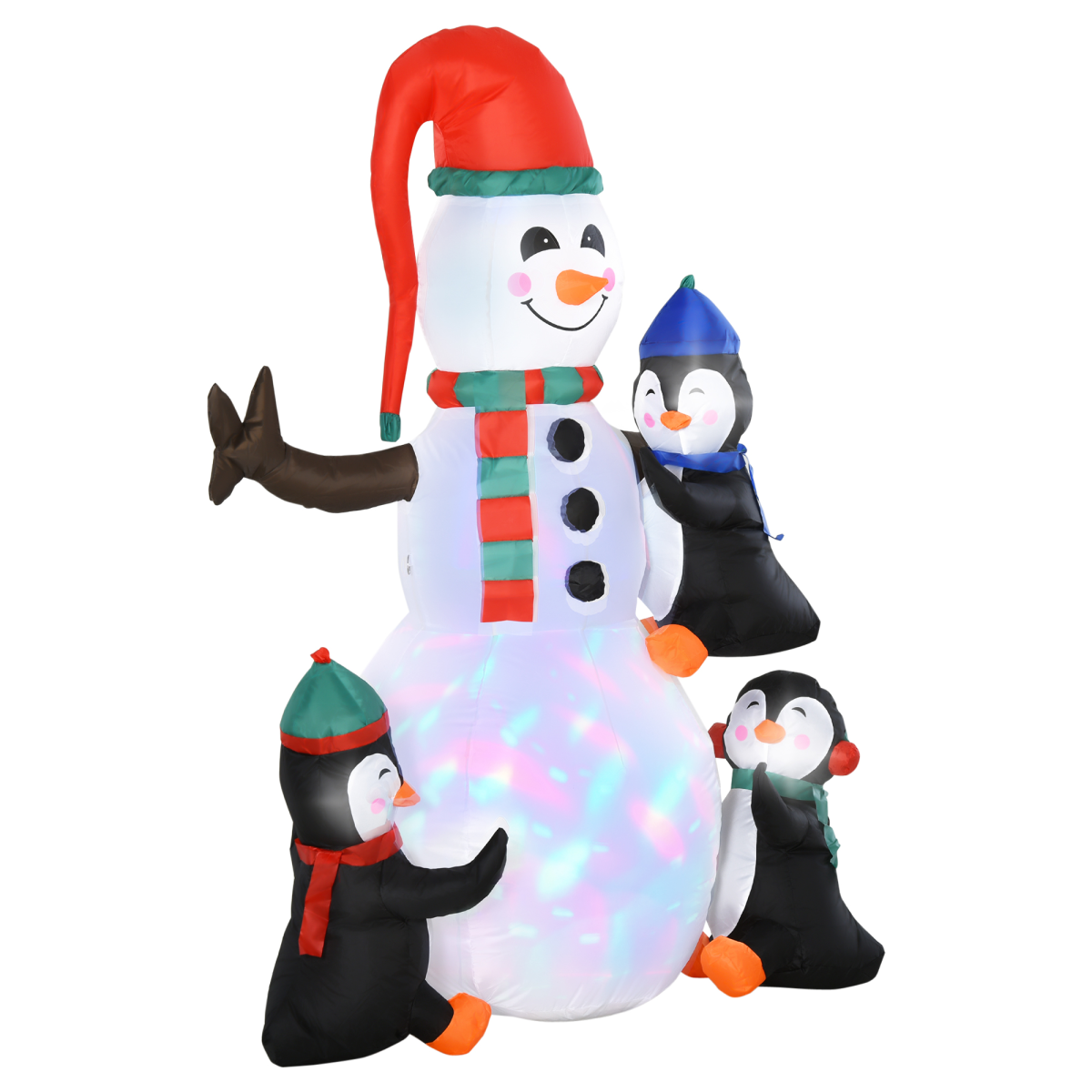 6ft Inflatable Snowman and Penguins with LED Lights - APA Pure Living
