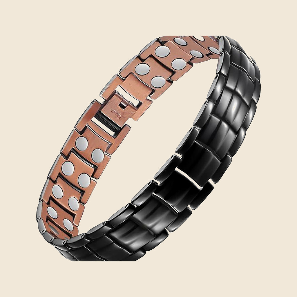 Men's Copper Bracelet, Geometric - Black and Copper
