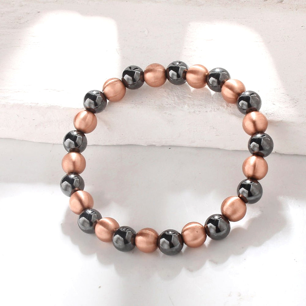 Retro Copper Bead Bracelet, 8 mm