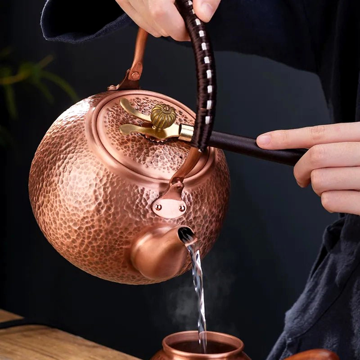 Handmade Copper Tea Kettle with Side Handle - view 2