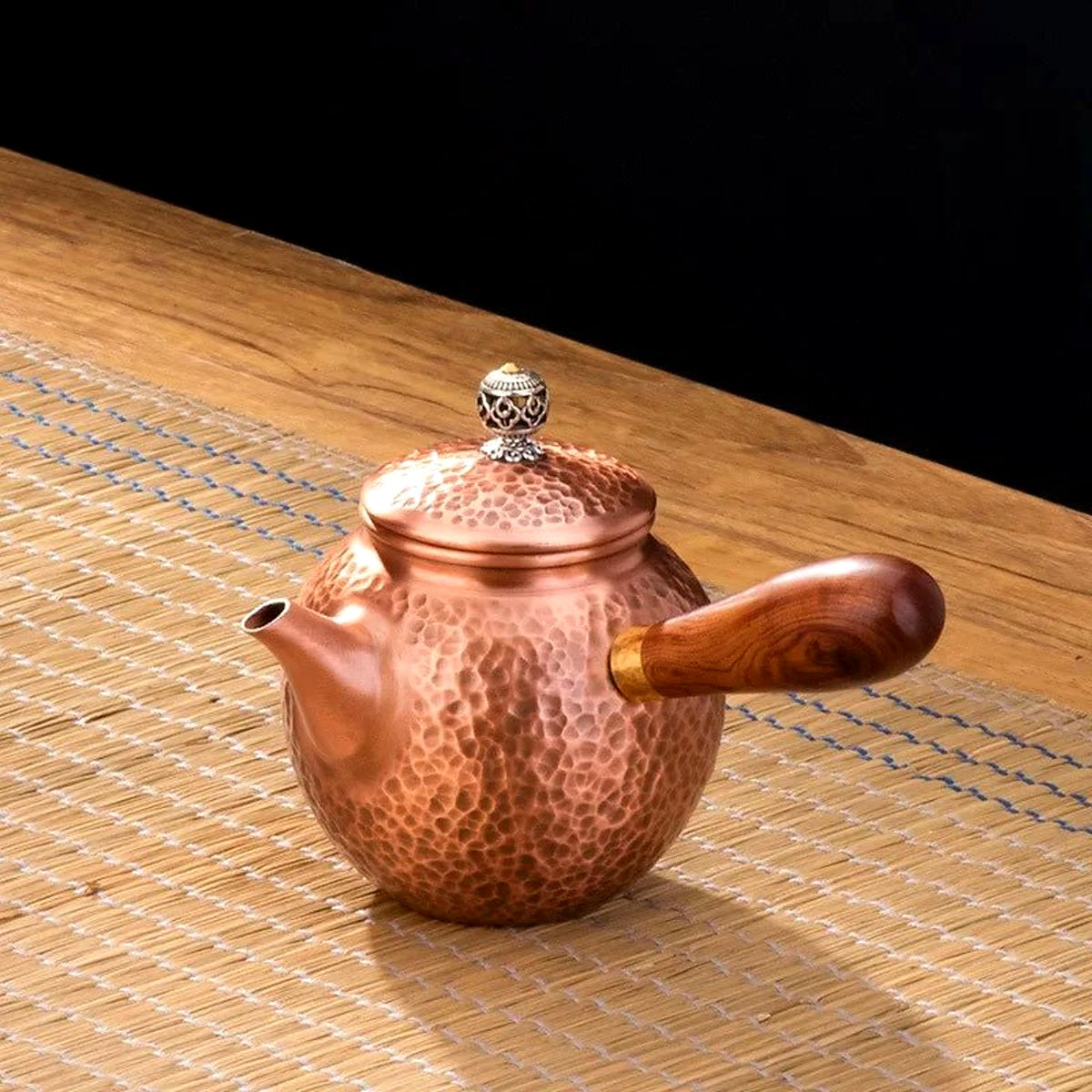 Handmade Copper Tea Kettle with Side Handle - view 3