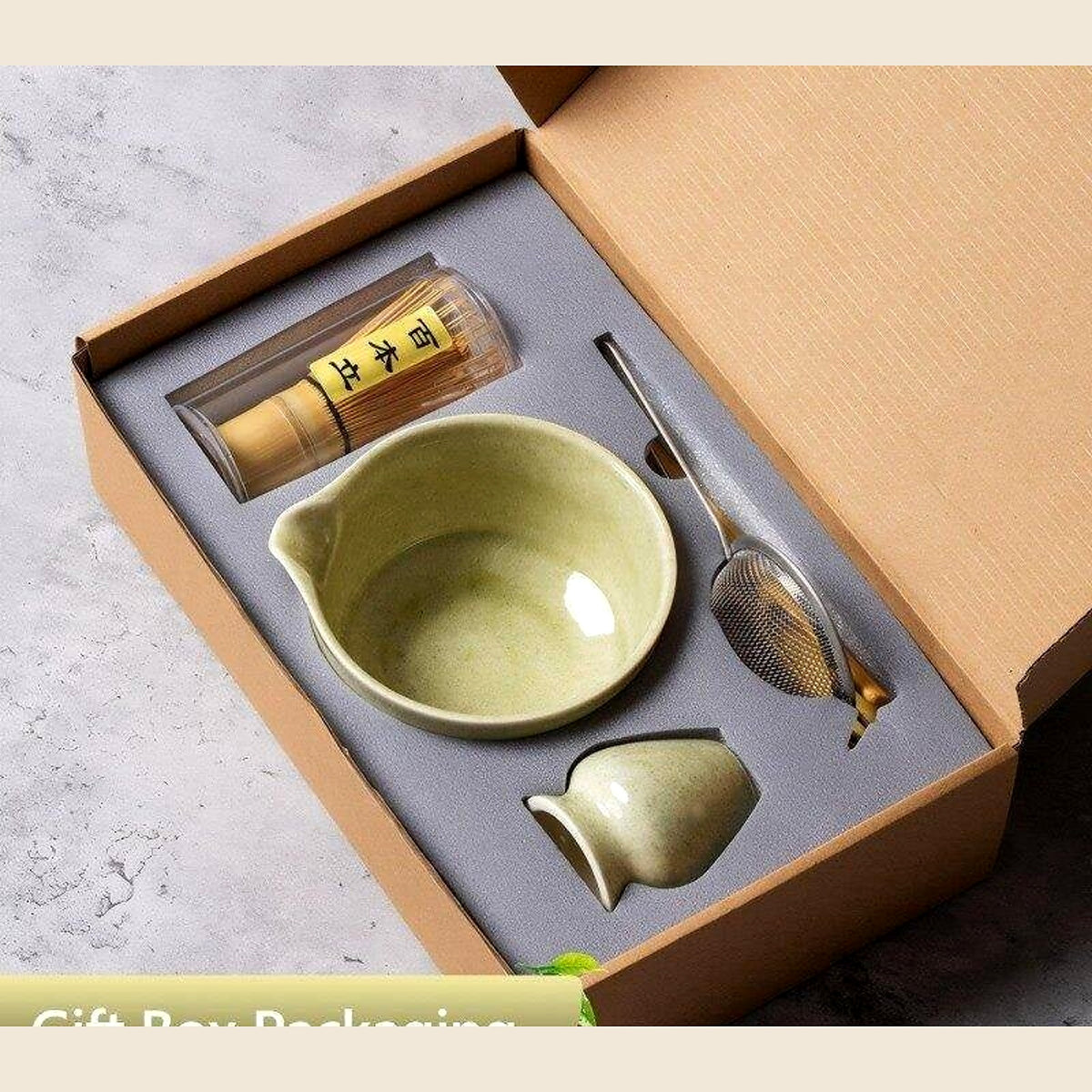 Matcha set in its gift box