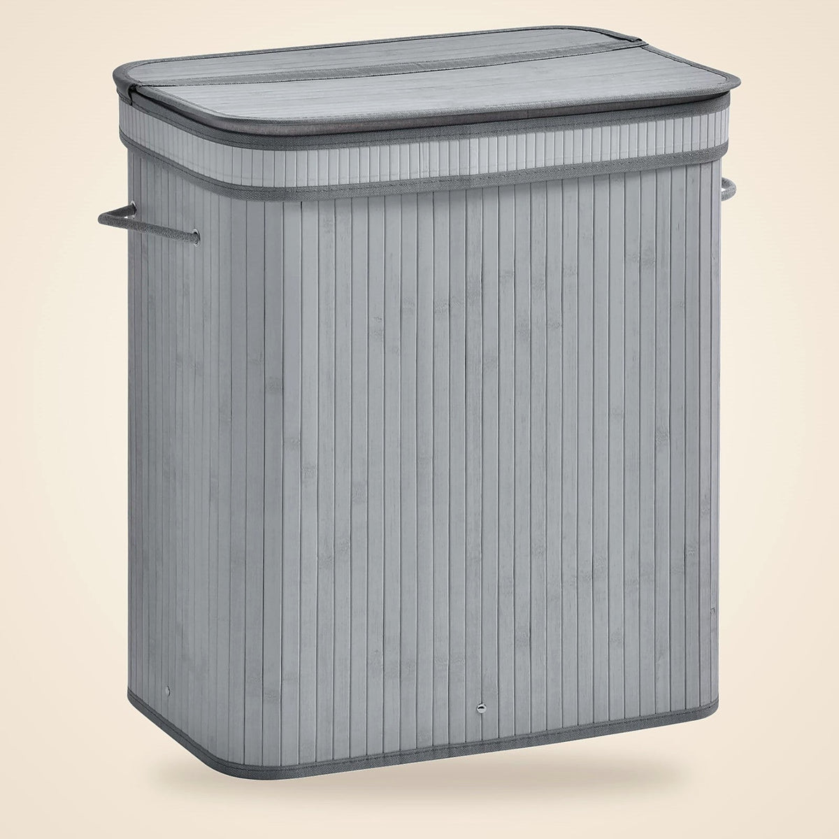 Grey Slatted Laundry Basket with Lid, 100 L - view 2