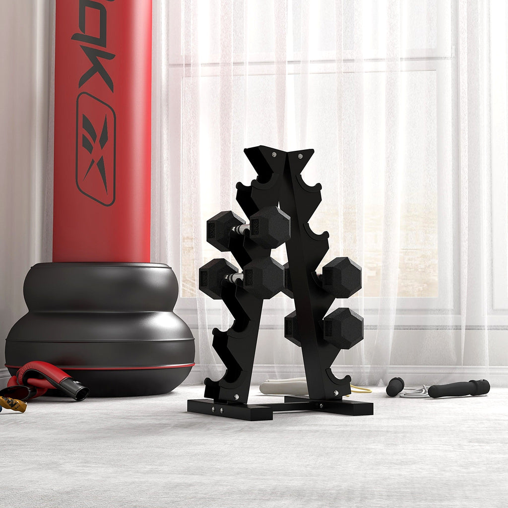 Rubber Hex Dumbbells, Pair, 4, 5 or 10 kg - view 2