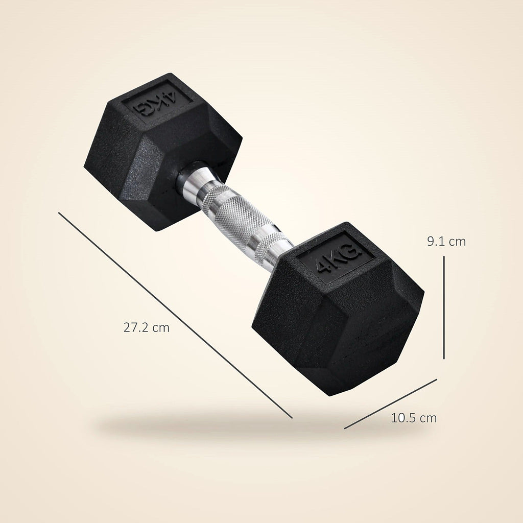 Rubber Hex Dumbbells, Pair, 4, 5 or 10 kg - view 3