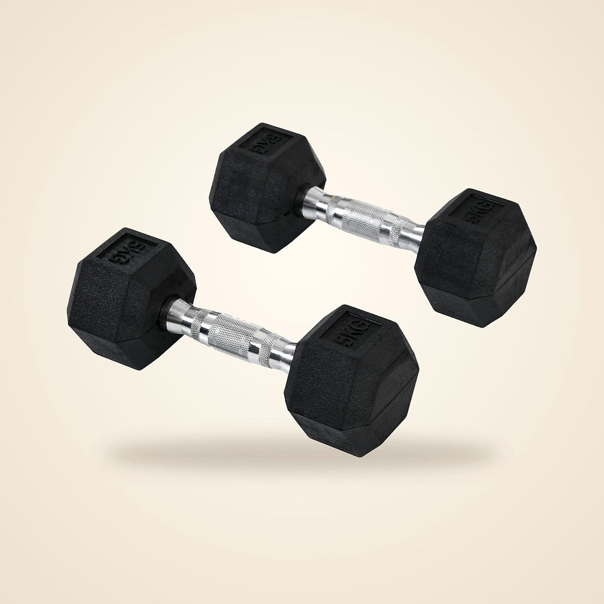 Rubber Hex Dumbbells, Pair, 4, 5 or 10 kg - view 4