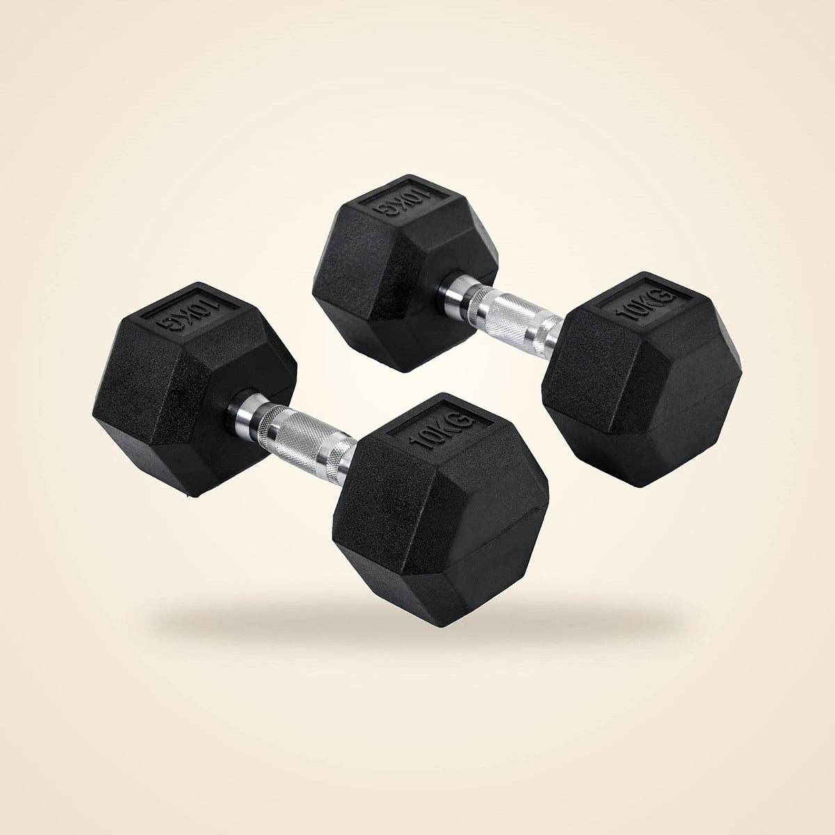 Rubber Hex Dumbbells, Pair, 4, 5 or 10 kg - view 5
