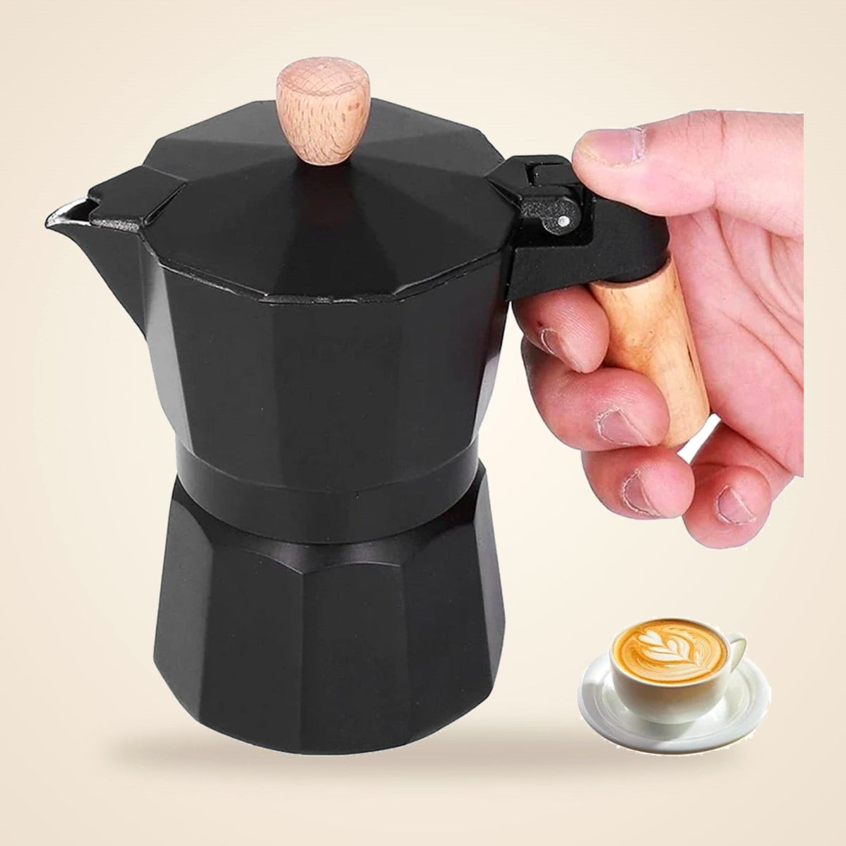 Pouring espresso from the moka pot