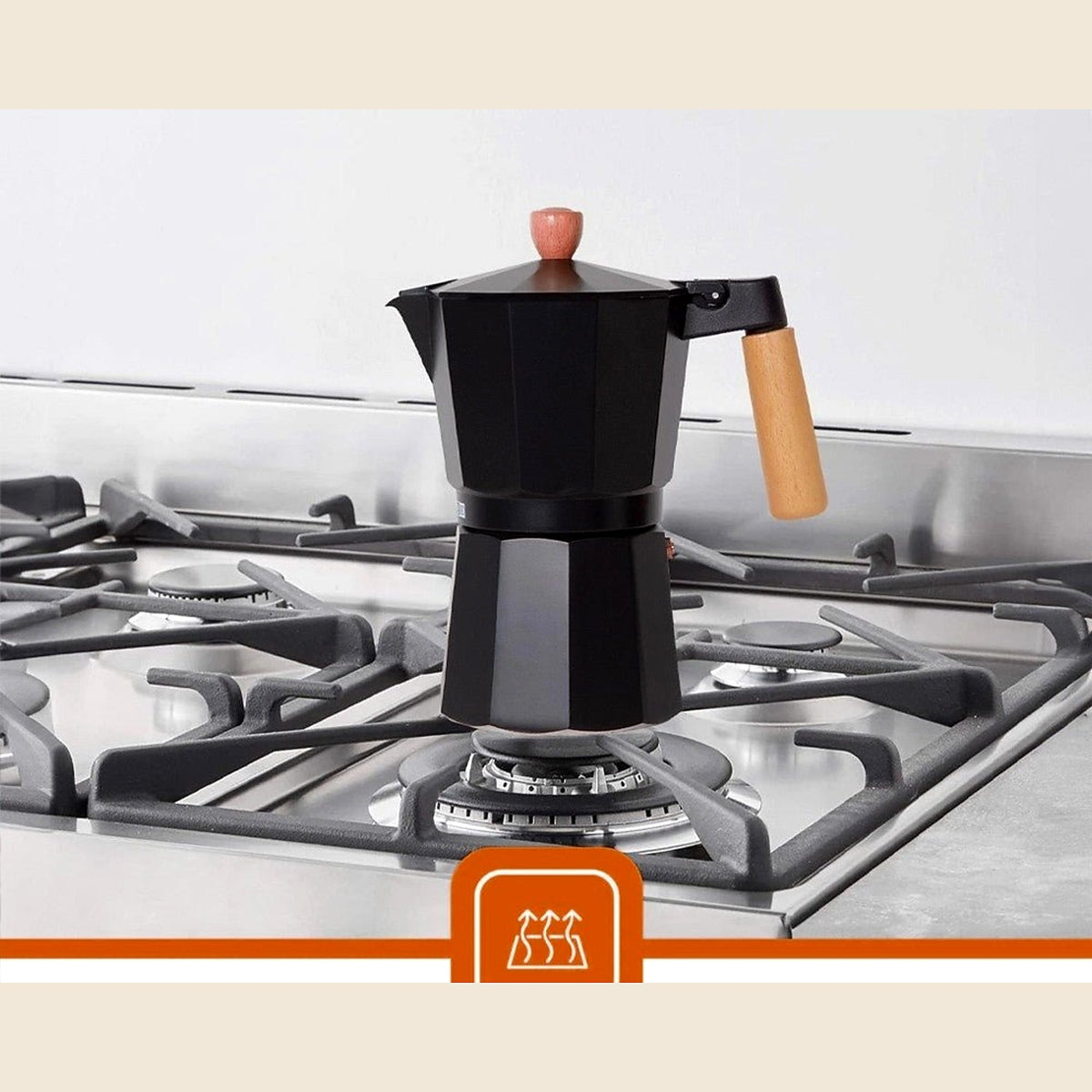 Moka pot on a gas hob