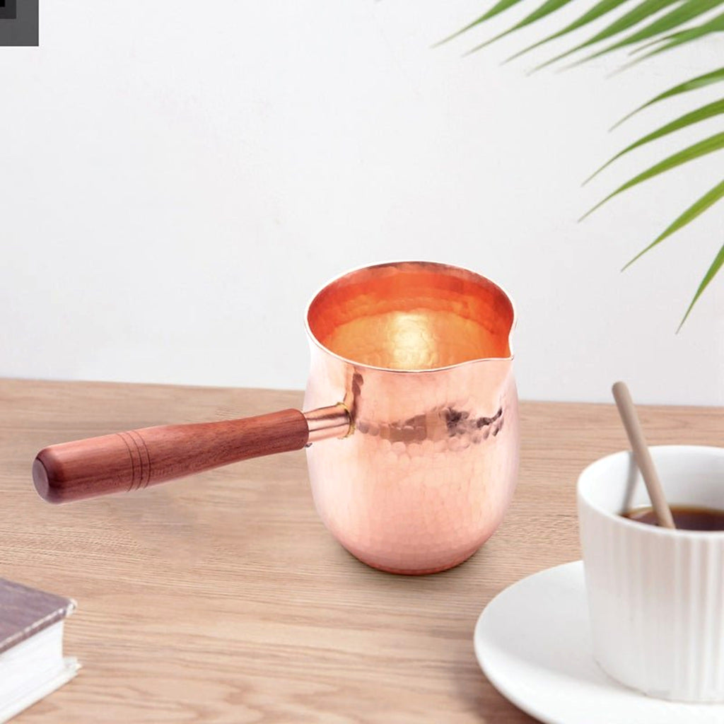 Handmade Copper Pouring Jug with Wooden Handle - view 2