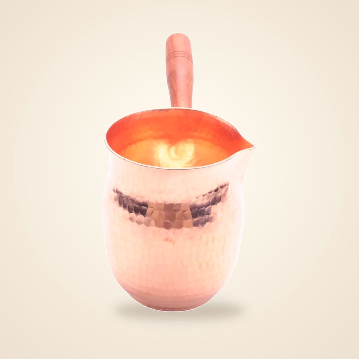 Handmade Copper Pouring Jug with Wooden Handle - view 5
