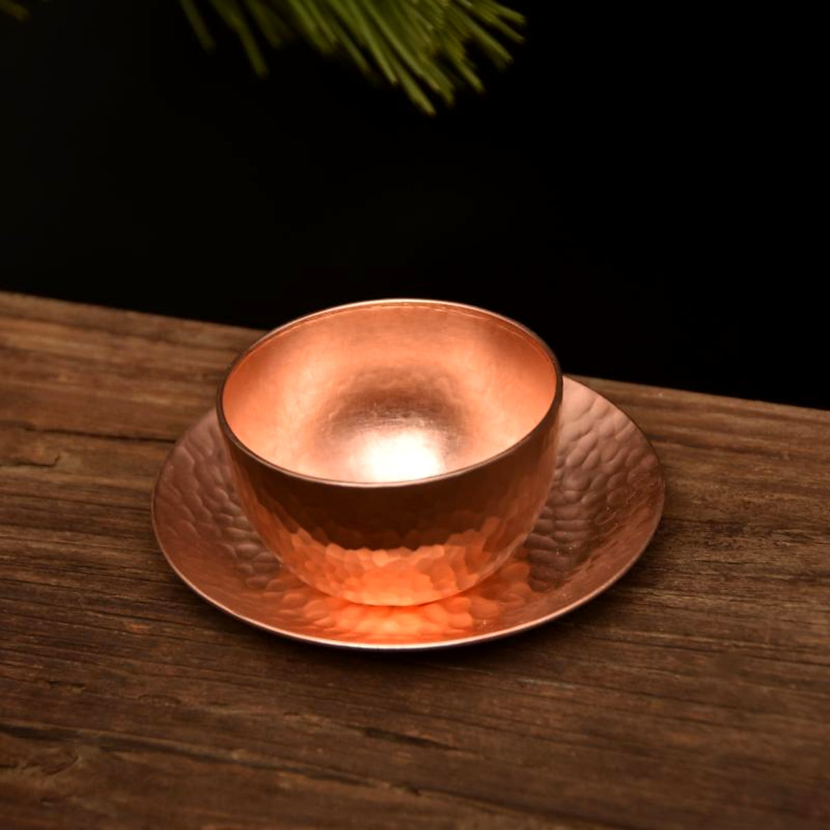 Hammered Copper Cup and Saucer - view 2