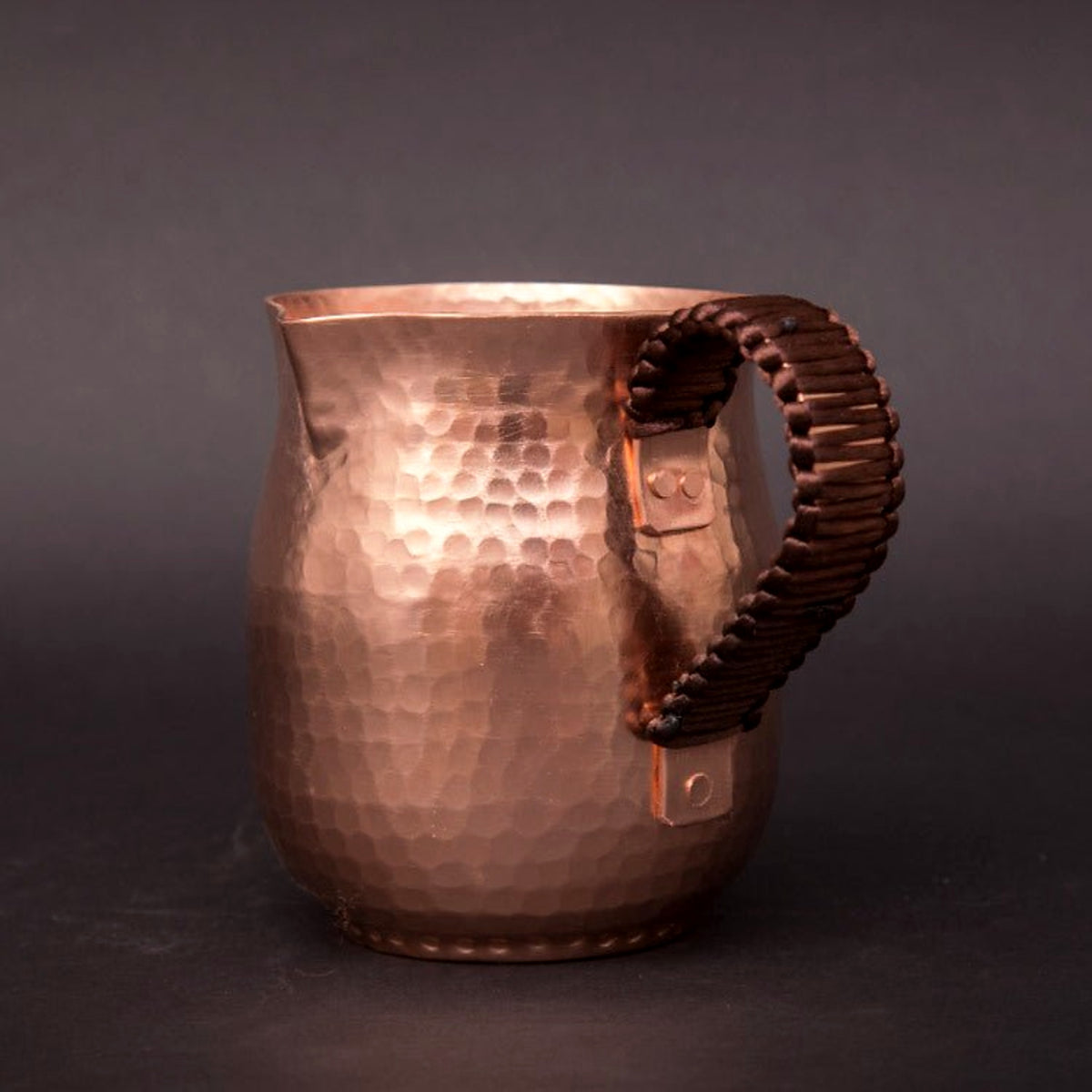 Hammered Copper Jug with Woven Handle