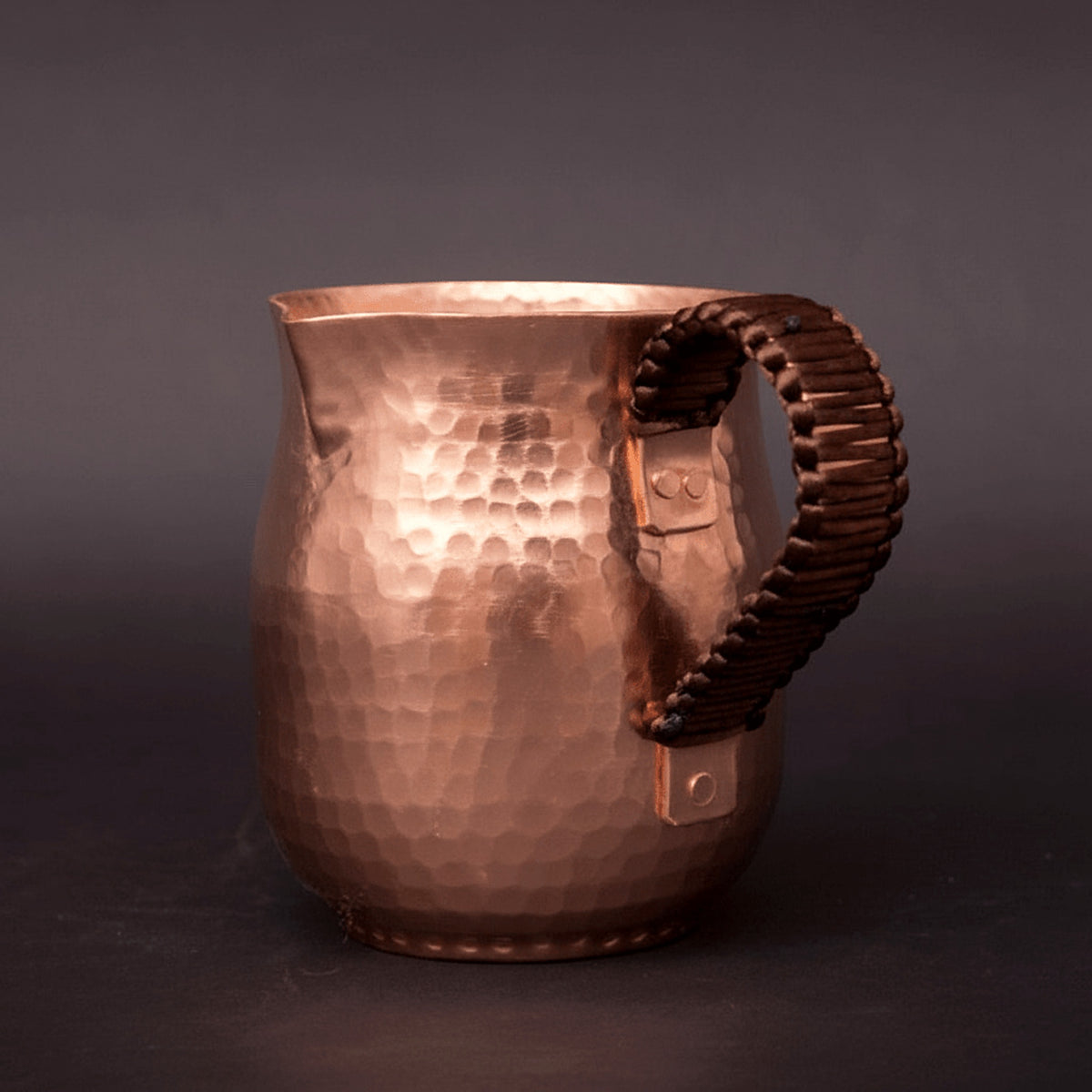 Hammered Copper Jug with Woven Handle - view 2