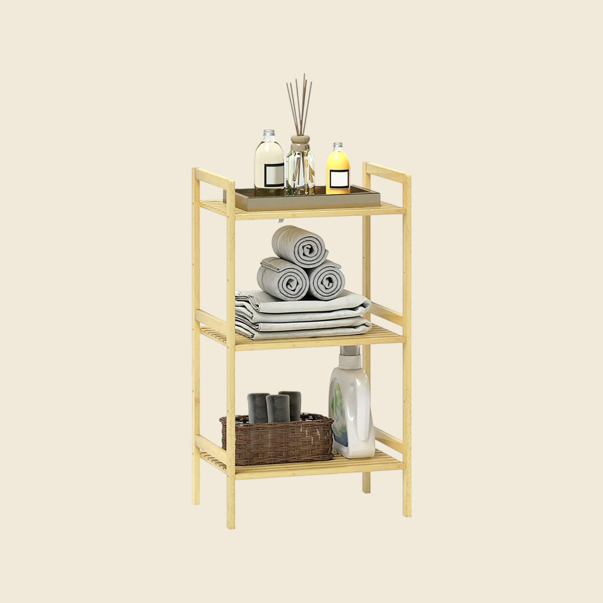 3-Tier Bamboo Bathroom Shelf with Adjustable Shelves - view 5