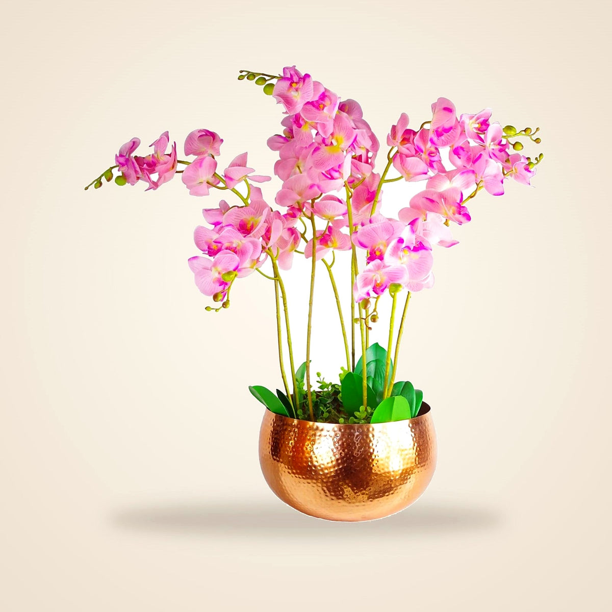 Large Hammered Copper-Finish Metal Planter Bowl, 32 × 20 cm - view 2