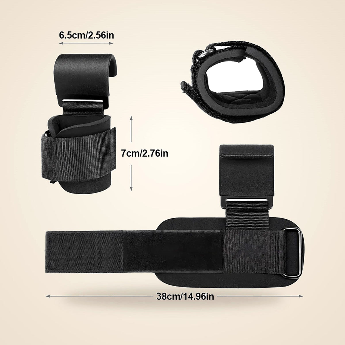 Weight Lifting Hook Straps with Wrist Support, Pair - view 5