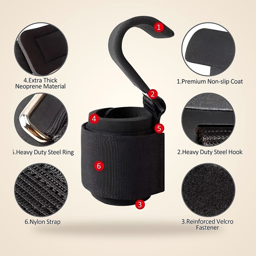 Weight Lifting Hook Straps with Wrist Support, Pair - view 6