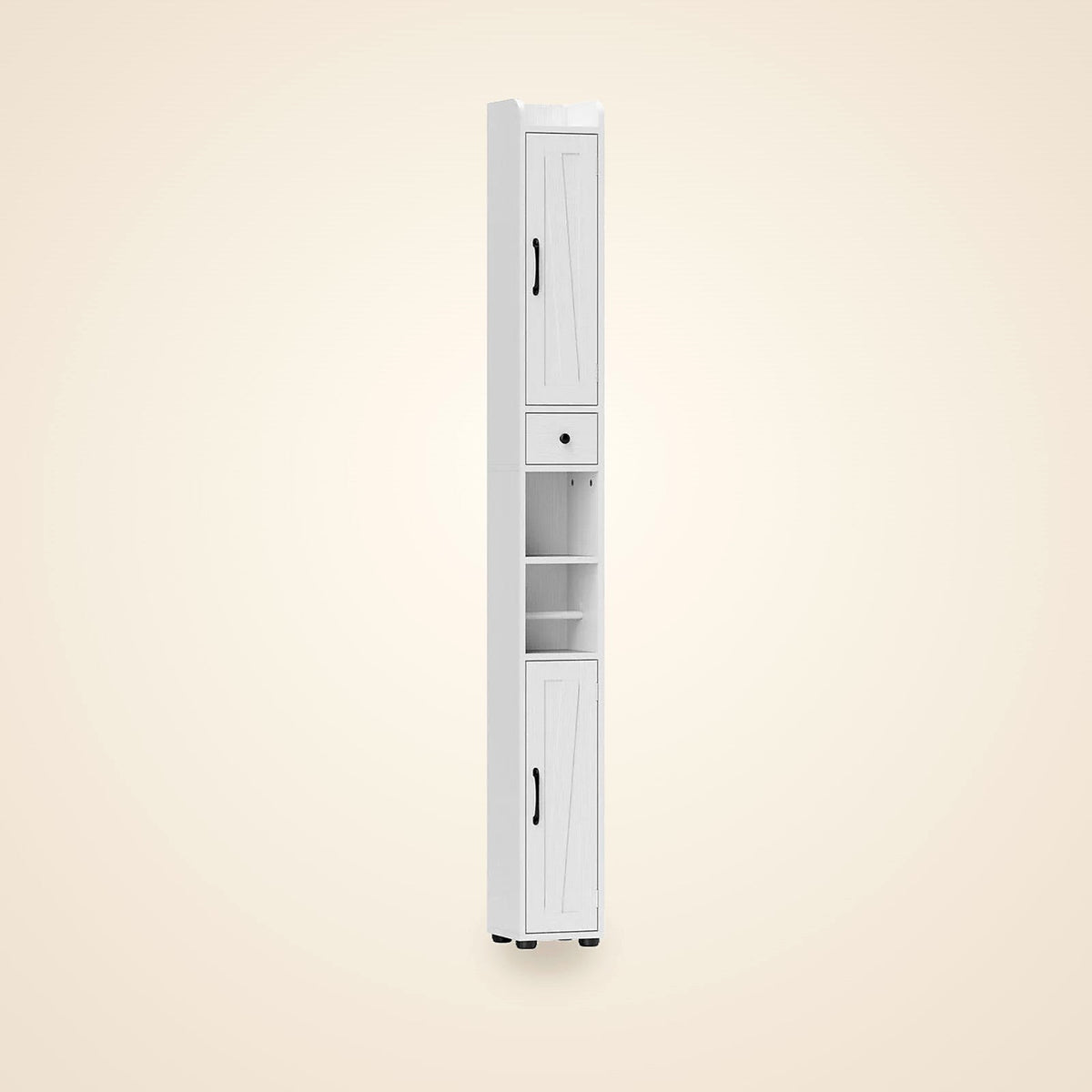 Tall Slim Bathroom Cabinet with Barn Doors, 20 × 20 × 185 cm, White - view 4