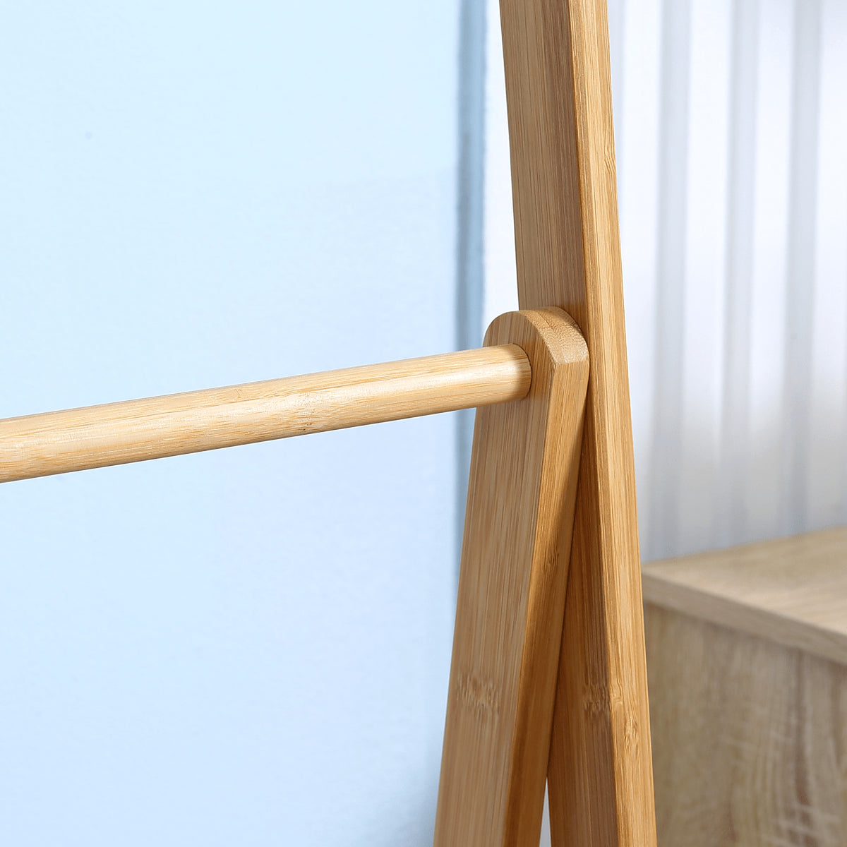 Freestanding Bamboo Towel Ladder with 3 Bars and 3 Shelves - view 5