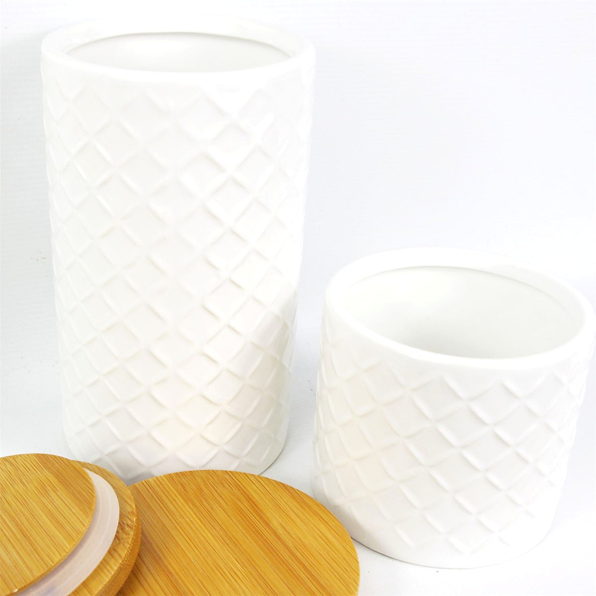 Small cream ceramic storage jar