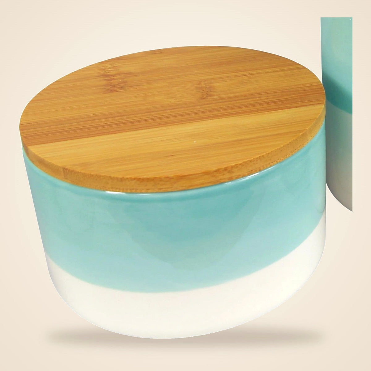 Bamboo lid of the aqua ceramic canister
