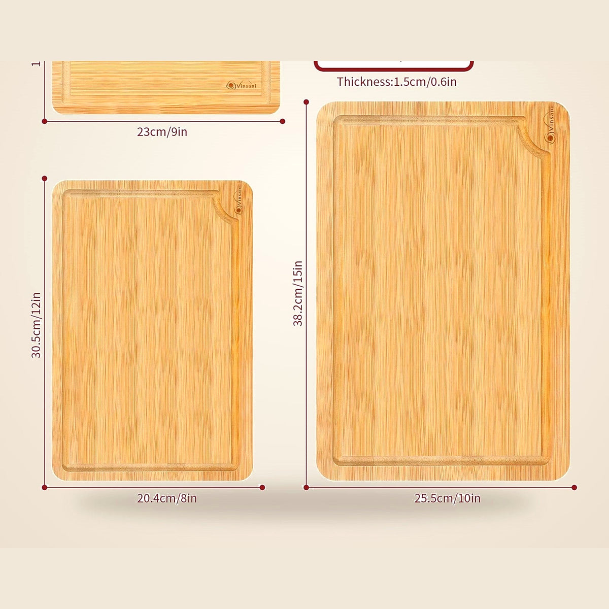 Bamboo chopping board sizes